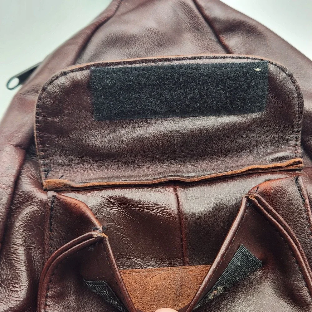 Vintage Brown Leather Sling Backpack Purse Made‎ in Mexico Teardrop Bag
